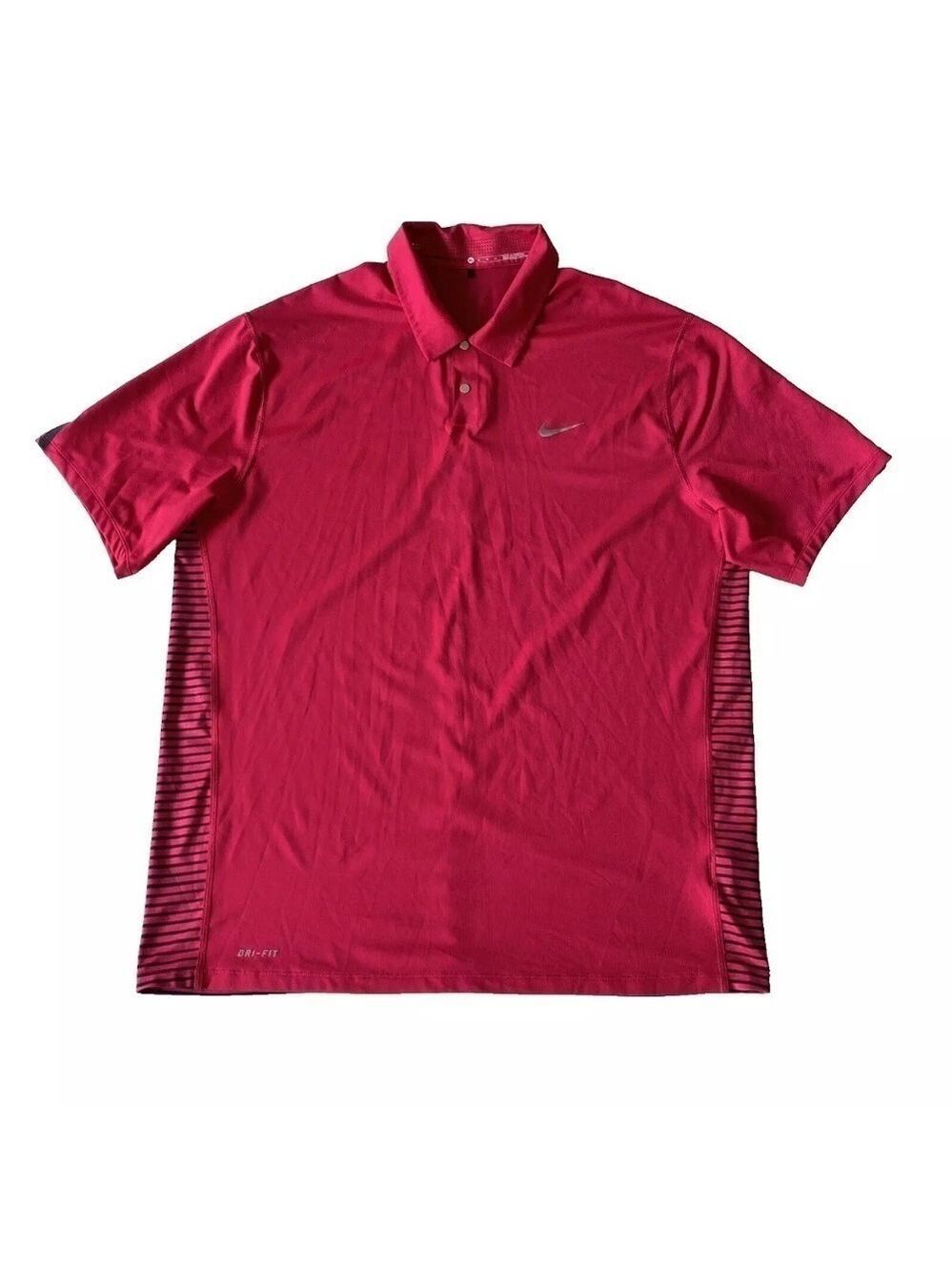 Nike Tiger Woods Red Black Stripe Polo Shirt Sz XL (585786-680) EUC